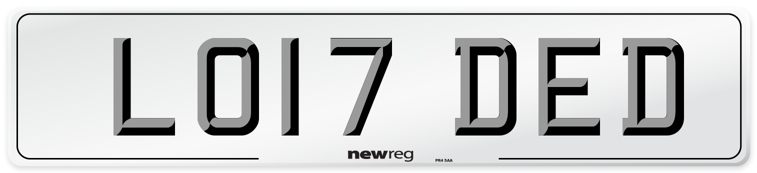 LO17 DED Number Plate from New Reg